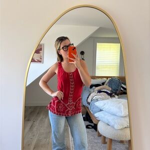Reiss Red Embroidered Tank Top